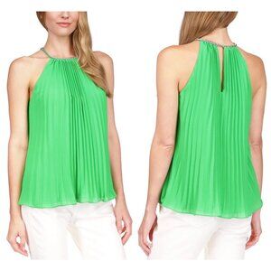 MICHAEL Michael Kors Pleated Lined Chain Green Cocktail Party Halter Top L